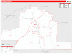 Big Horn County, MT Digital Map Red Line Style